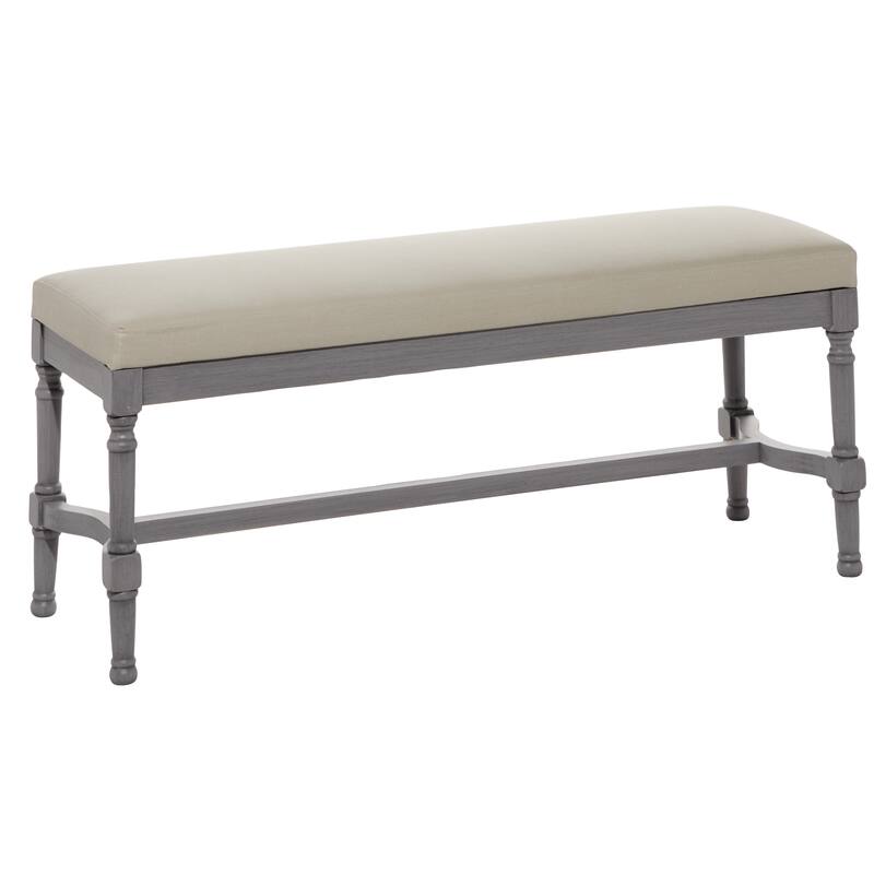 Wood Bench with Burlap Seat - Gray or Brown - Roche River Decor - Grey