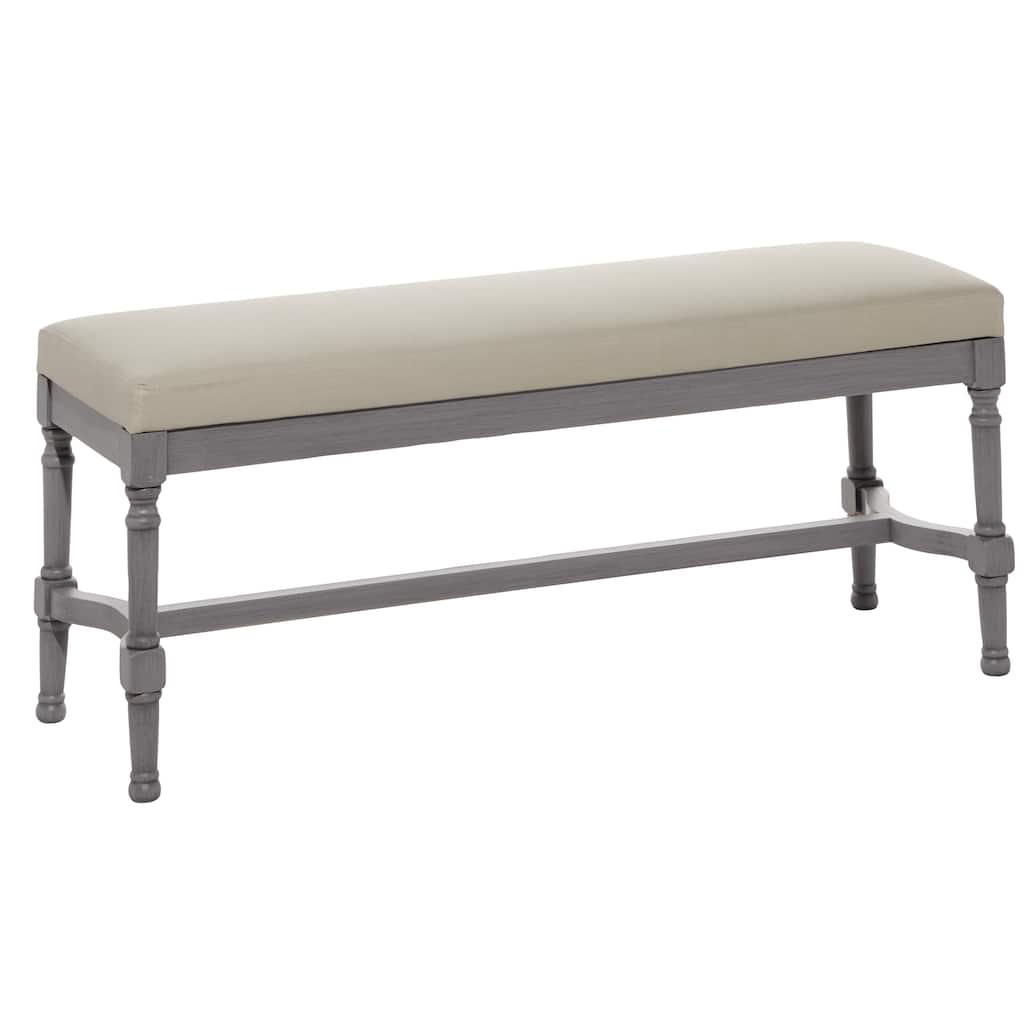 Wood Bench with Burlap Seat - Gray or Brown - Roche River Decor