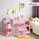 preview thumbnail 15 of 14, Kids Vanity Table And Chair Set, 2 In 1 Girls Vanity Storage Cabinet W/Tri-Folding Mirror - N/A