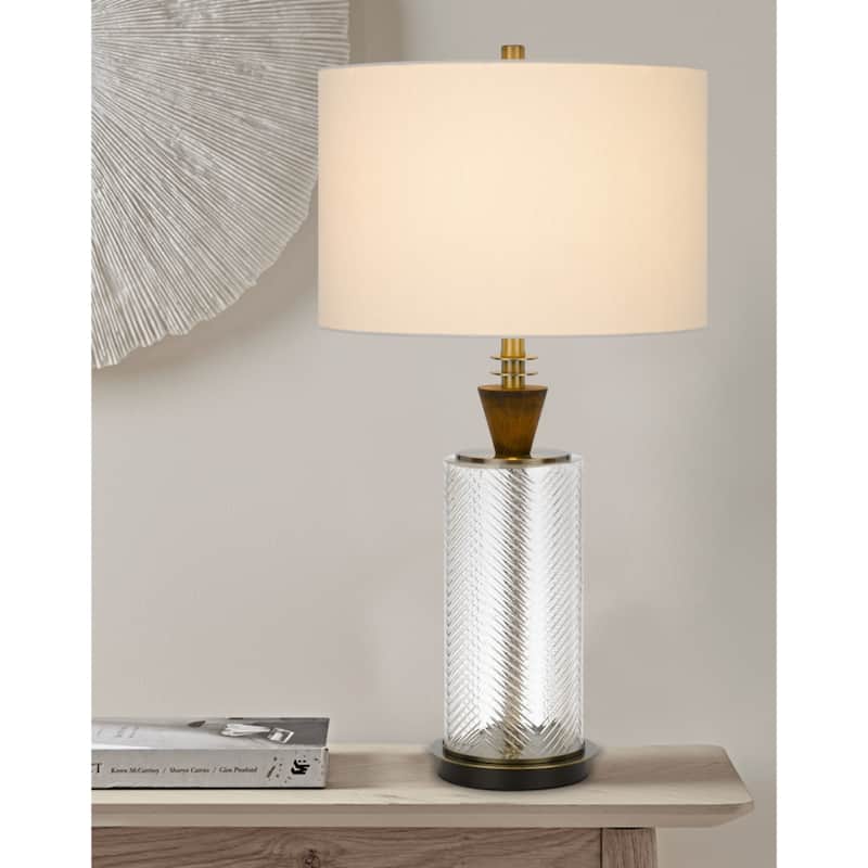 Black Metal Table Lamp with White Empire Shade and 3 Way Socket Switch - 16” x 16” x 30.25” (D x W x H)