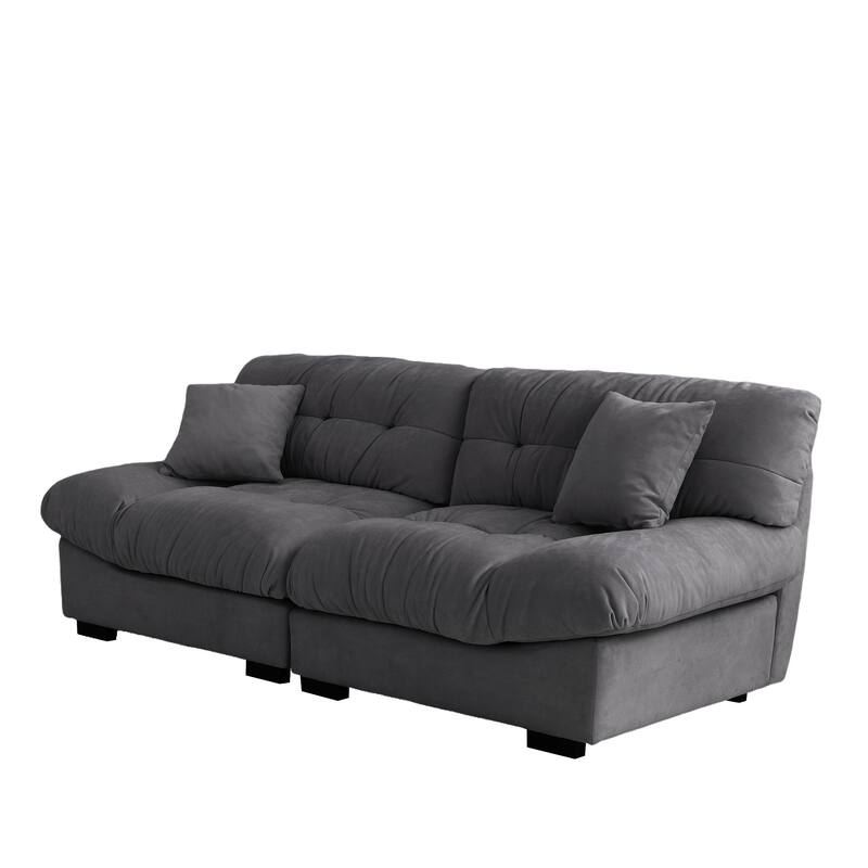 105'' Modern Section Sofa with Arms Velvet Fabric Sofa For Living Room