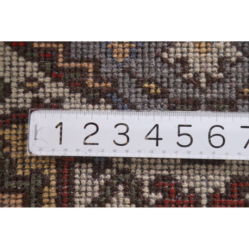 Gray Geometric Heriz Serapi Indian Rug Hand-Knotted Wool Carpet - 2'0"x 3'0"