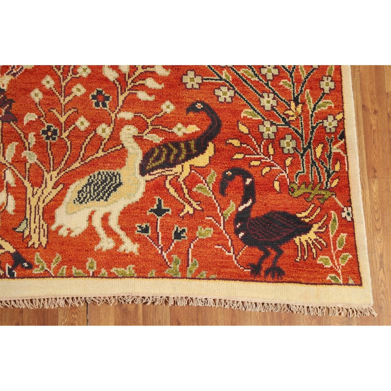 Hand Knotted Oriental 100% Wool Carpet Traditional All-Over Oranges & Rust Ziegler Area Rug - 11' 10'' X 8' 10''