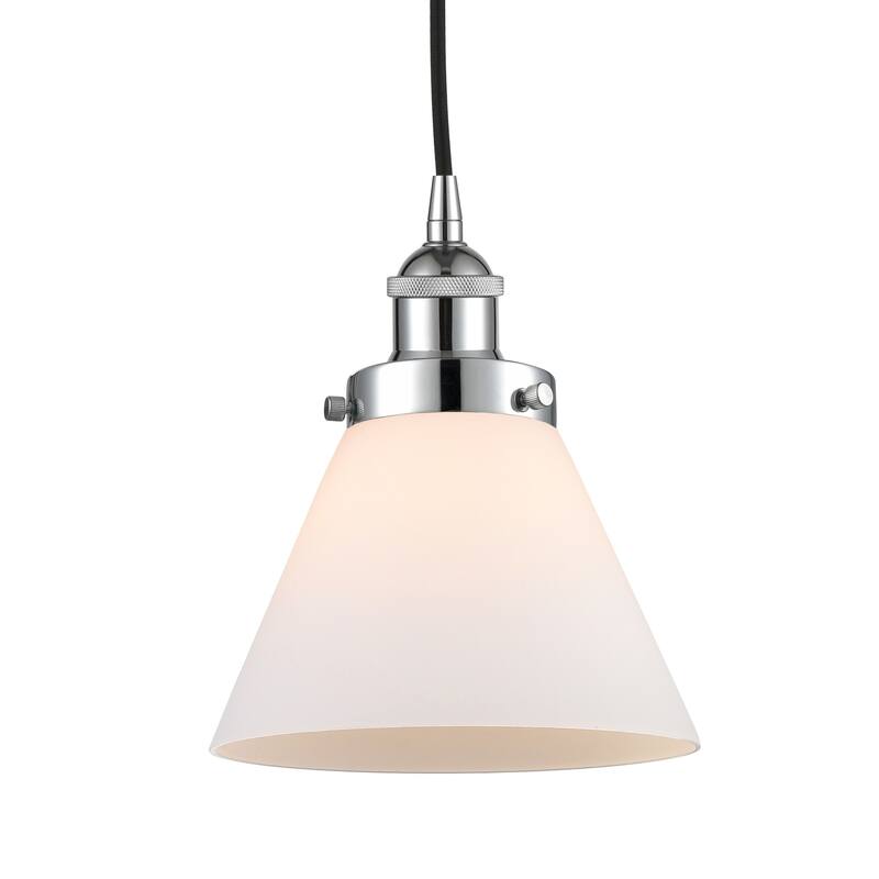 Innovations Lighting 616-1PH-10-8 Cone Pendant Cone 8" Wide Mini - Polished Chrome / Matte White