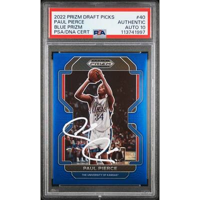 Paul Pierce 2022 Panini Prizm Blue Signed Card #40 Auto Graded PSA 10 7/199 - 8' x 11'