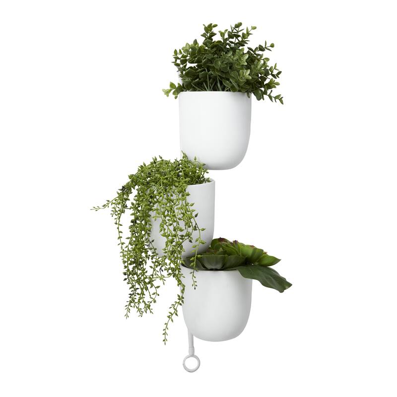 Metal Indoor Outdoor Layered Indoor Outdoor Wall Planter - Gold, Silver, Black, White - Roche River Decor