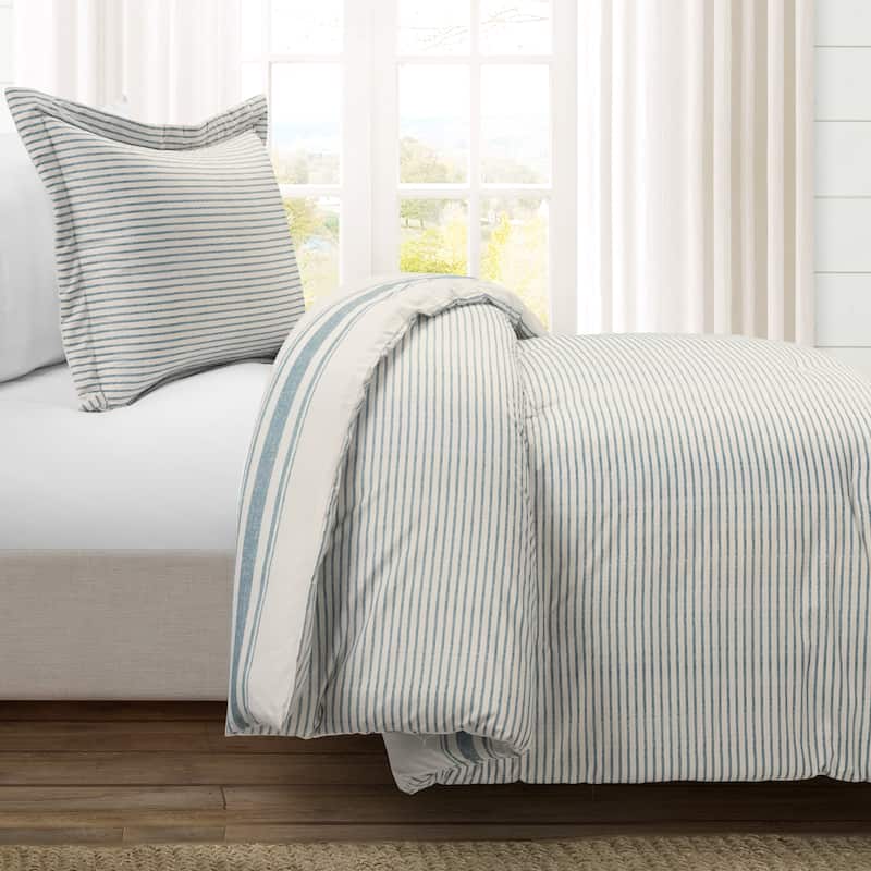 Lush Decor Farmhouse Stripe Reversible Cotton 2 Piece Comforter Set