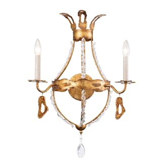 2 Light Wall Sconce Shabby chic Gold