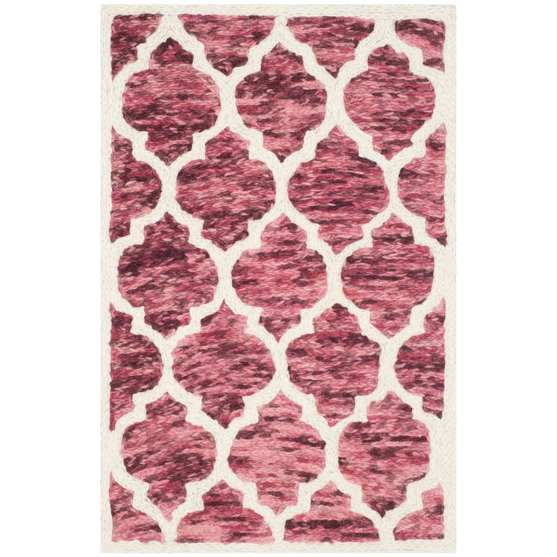 SAFAVIEH Handmade Himalaya Unnie Modern Wool Rug - 2' x 3' - Red/Ivory
