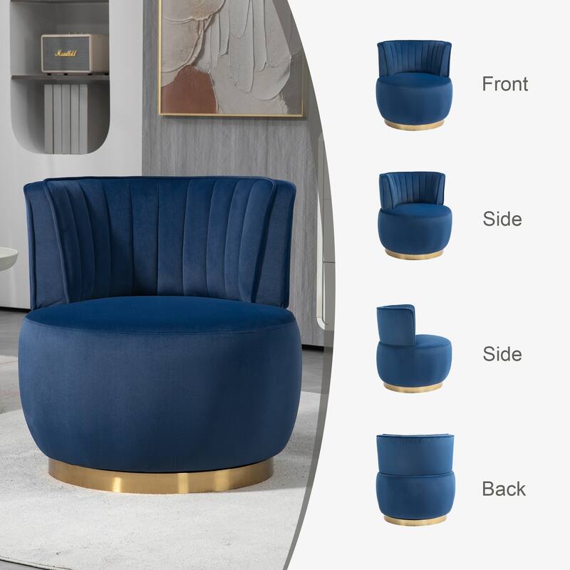 HOMEFUN Velvet Upholstered 360 Degree Swivel Armless Round Barrel Chairs