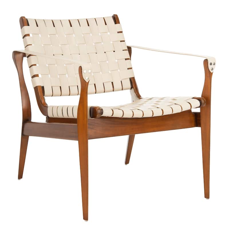 SAFAVIEH Couture Zenica Leather Safari Chair - 24.5" W x 30" L x 30" H - 25"W x 30"D x 30"H