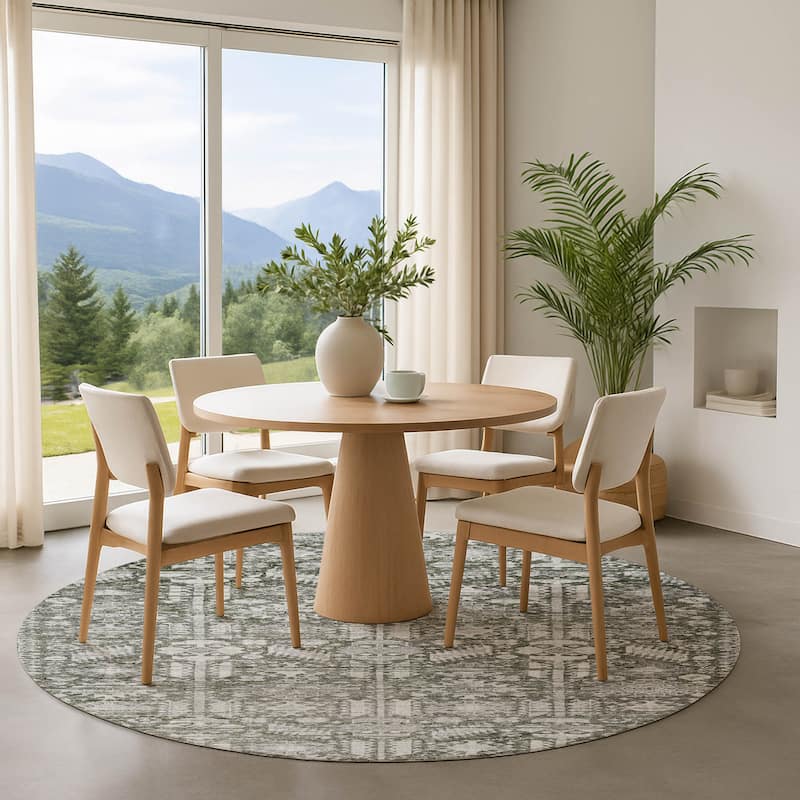 Premium Washable Super Soft Vintage Traditional Mayfield Rug - Pewter - 8' x 8'