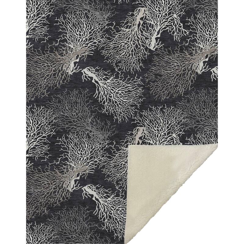 Premium Machine Washable ASB182 Coastal Coral Sherpa Throw Blanket
