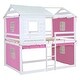 preview thumbnail 4 of 16, Full Size Bunk Wood House Bed with Unique Tent, Pink