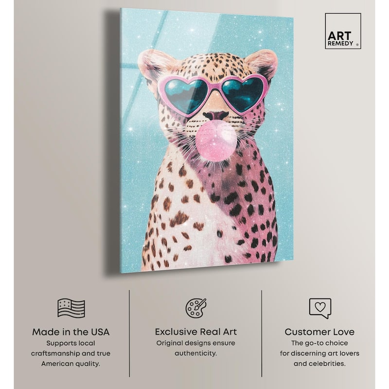 Pastel Cheetah Bubblegum Acrylic by Art Remedy, Ready to Hang