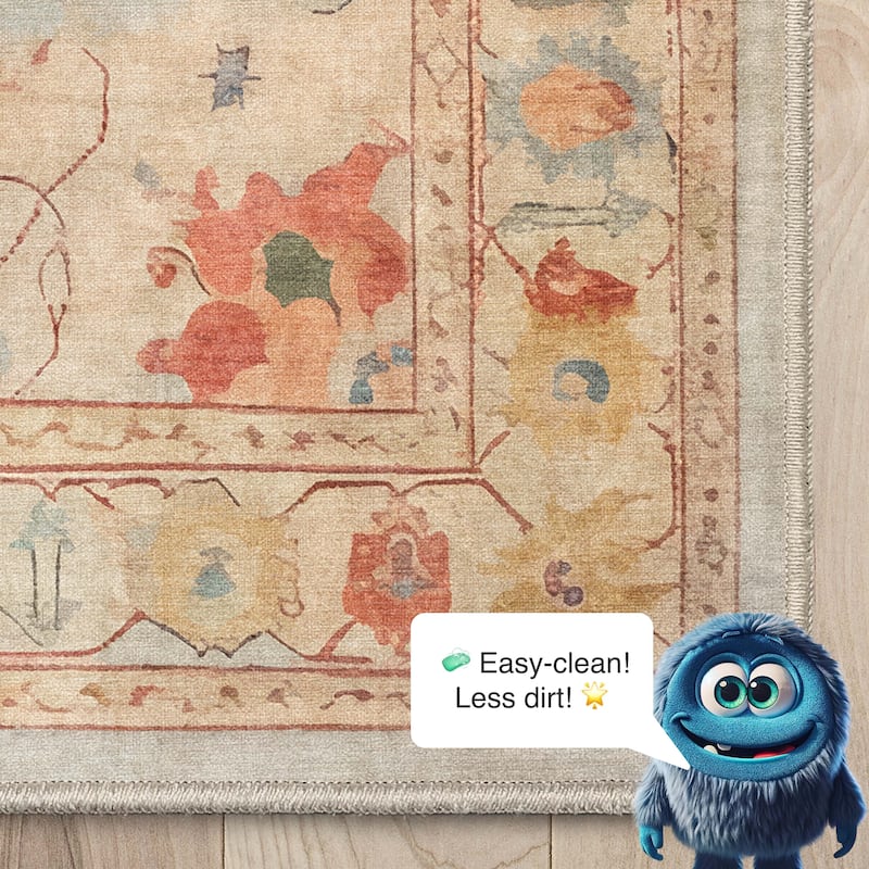 Well Woven Ushak Fethiye Vintage Medallion Pastel Flat-Weave Area Rug