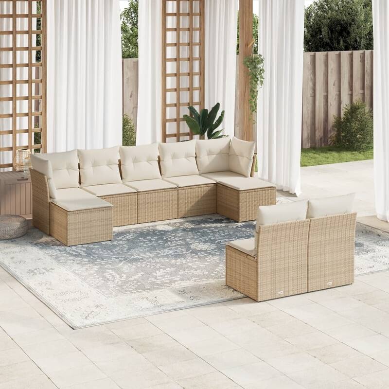 vidaXL Garden Sofa Set Beige PE rattan Large Modular Garden Sofa Set - 21.7 x 21.7 x 14.6
