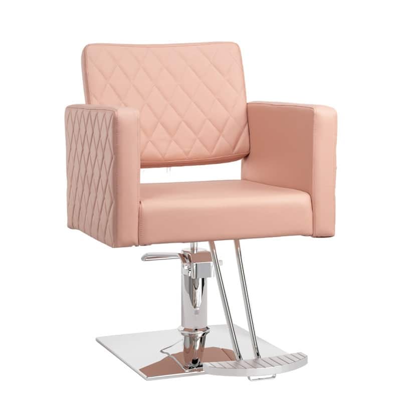 OmySalon PVC Leather Aluminum Footrest Diamond Pattern Barber Chair - N/A
