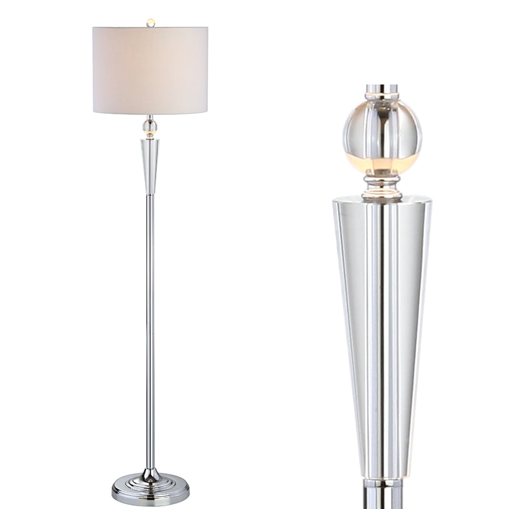 JONATHAN Y Kellen 59.5" Crystal LED Floor Lamp, Clear/Chrome - 59.5" H x 14" W x 14" D