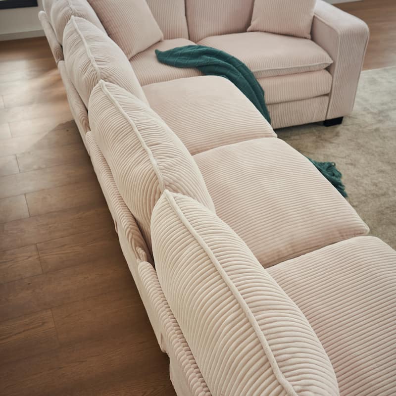 Modern U-Shaped 6-seat Modular Sectional Sofa with 1 Ottoman & 3 Toss Pillows
