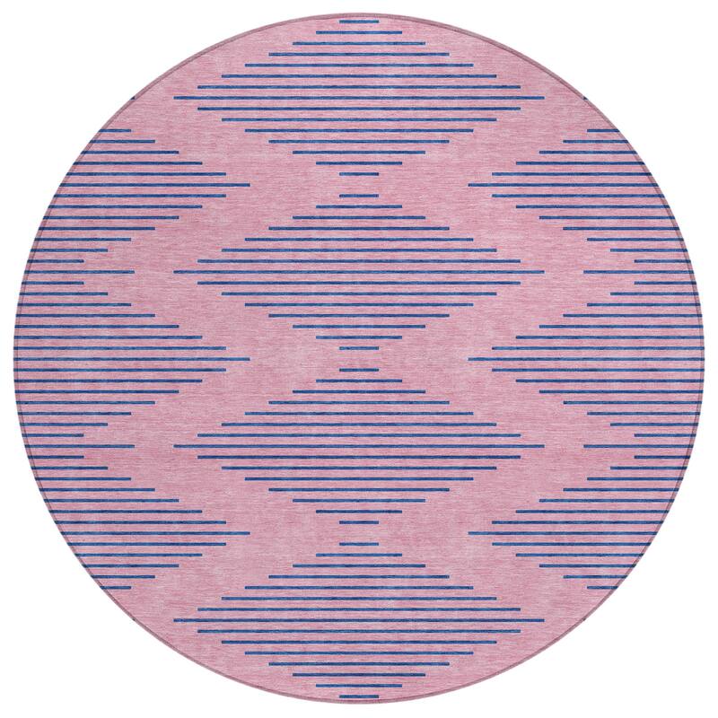 Machine Washable Indoor/ Outdoor Contemporary Geo Chantille Rug