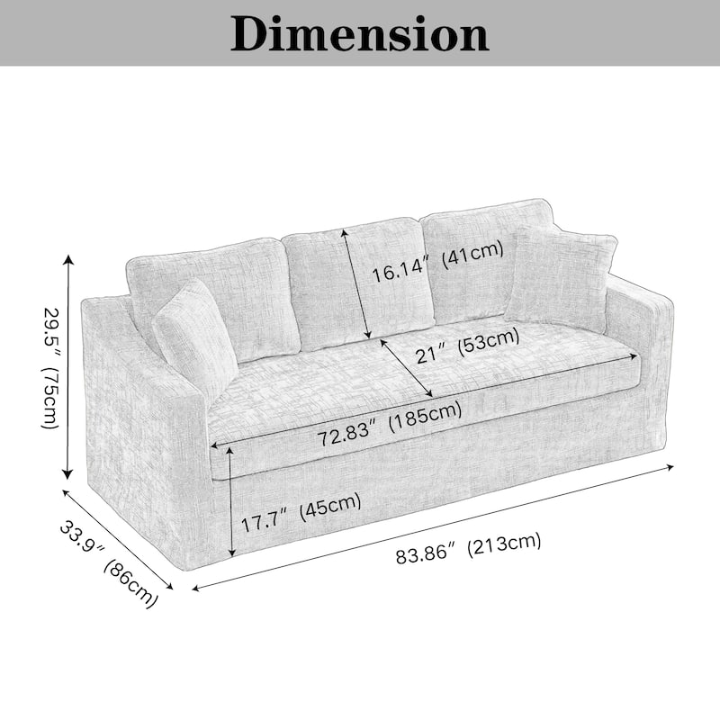 83.9"W Modern Casual Sofa With Removable Upholstery Cover