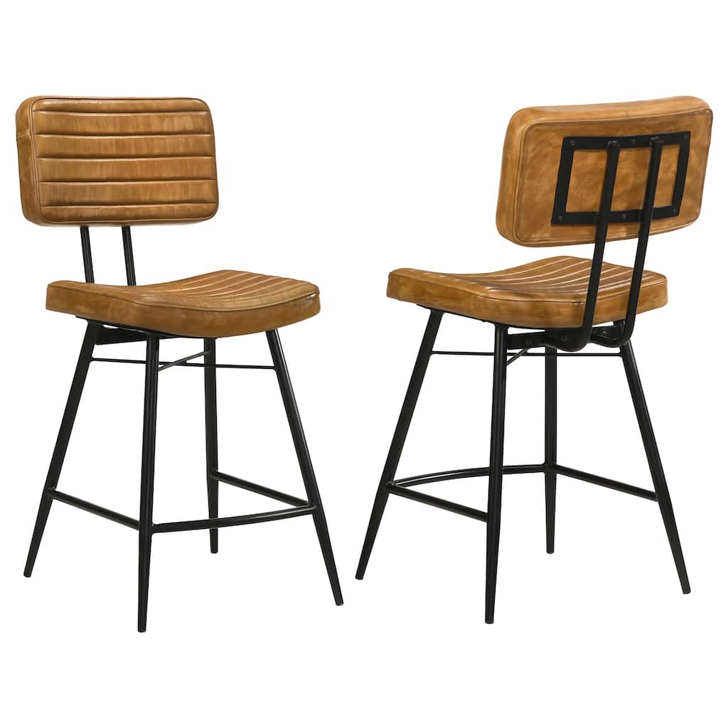 Partridge Leather Upholstered Counter Height Stools (Set of 2)