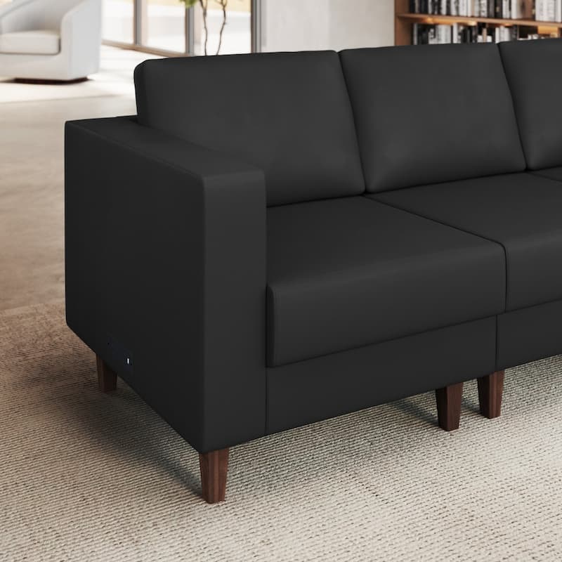 Commercial Modular Left Arm Chair with AC/USB/USB-C Chargers - 28.25"W x 31.5"D x 31.75"H
