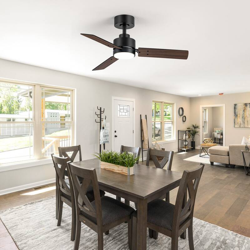 36/42/52-Inch Reversible 3/5-Blade Integrated LED Ceiling Fan with Light Remote