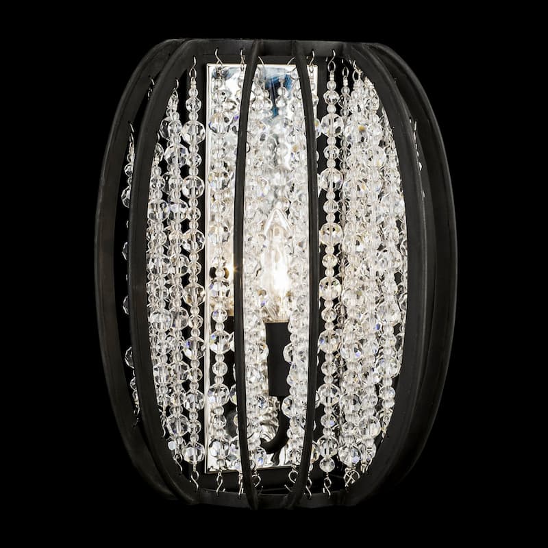 Caesar 1-Light Flush Black Crystal Wall Sconce