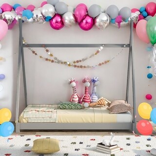 Twin Size Special Design House Platform Bed With Triangle Structure,Headboard Included For Bedroom