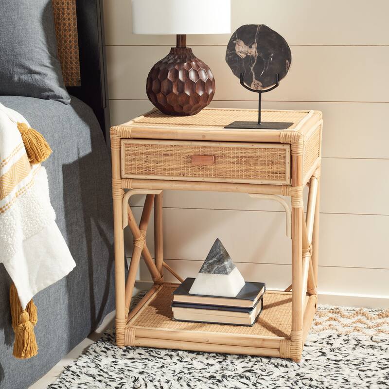SAFAVIEH Aliyah Bali Coastal 1-Drawer 1-Shelf Nightstand - Natural