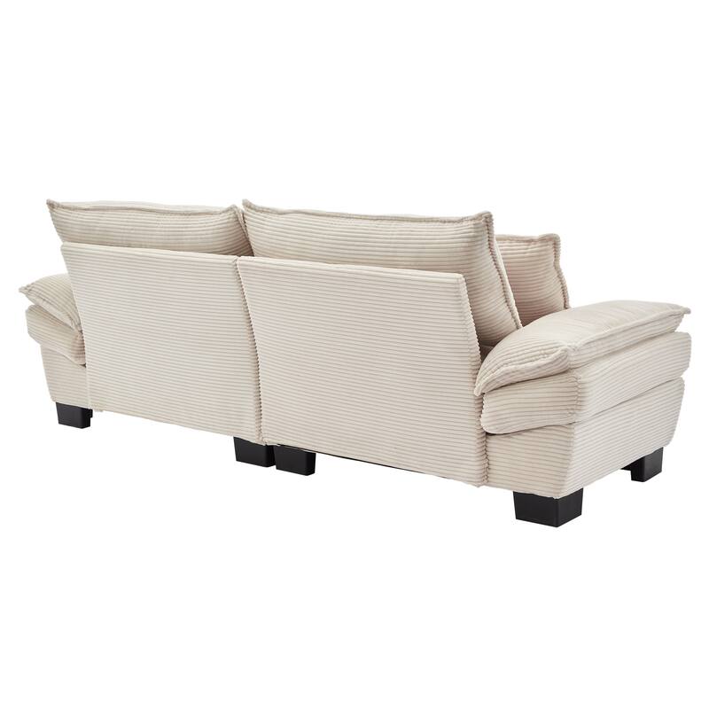 Corduroy Loveseat Couch with 2 Pillows, High-Density Foam Deep Seat Sofa, Upholstered Sofa with Double Layer Cushion