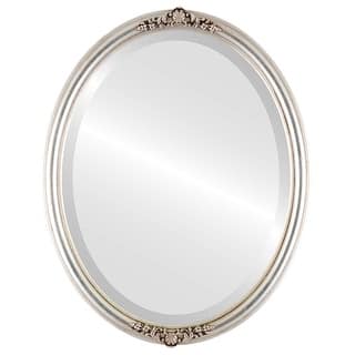 Contessa Framed Oval Mirror in Silver Leaf with Brown Antique - Silver/Brown