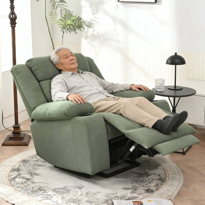 Power Lift Recliner Chair,Fabric Lift Chairs w/Extended Footrest,Theater Seating with 2 Cup Holders,Side Pockets,Remote Control