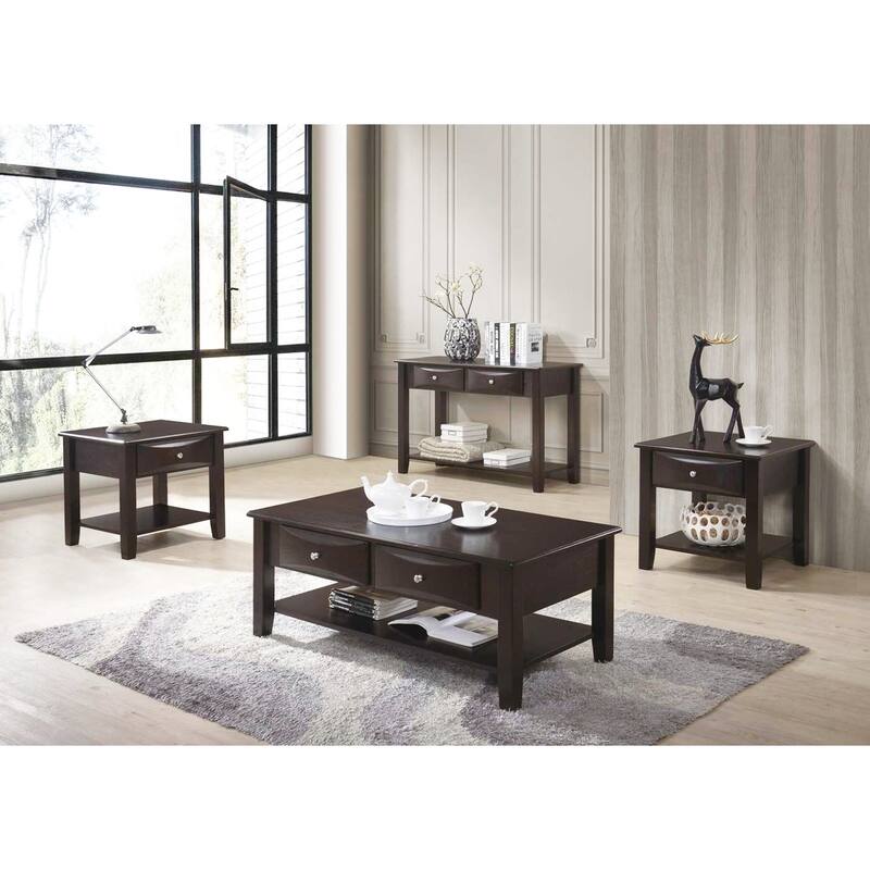 Modern Wooden End Table, Sofa Side Table with Drawer and Shelf
