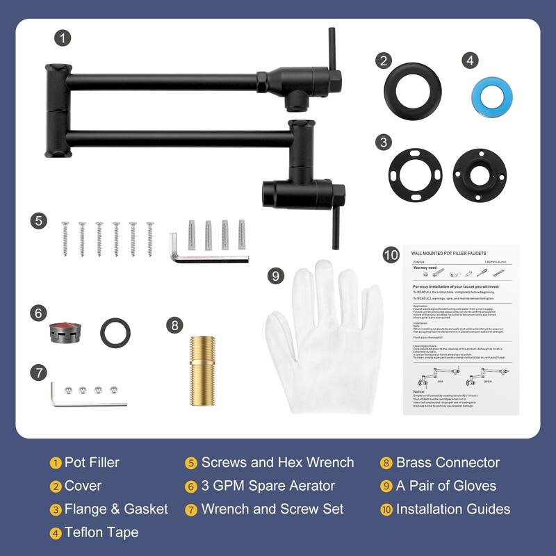 WOWOW Modern Foldable Filling Faucet with Dual-Joint Swivel Arm