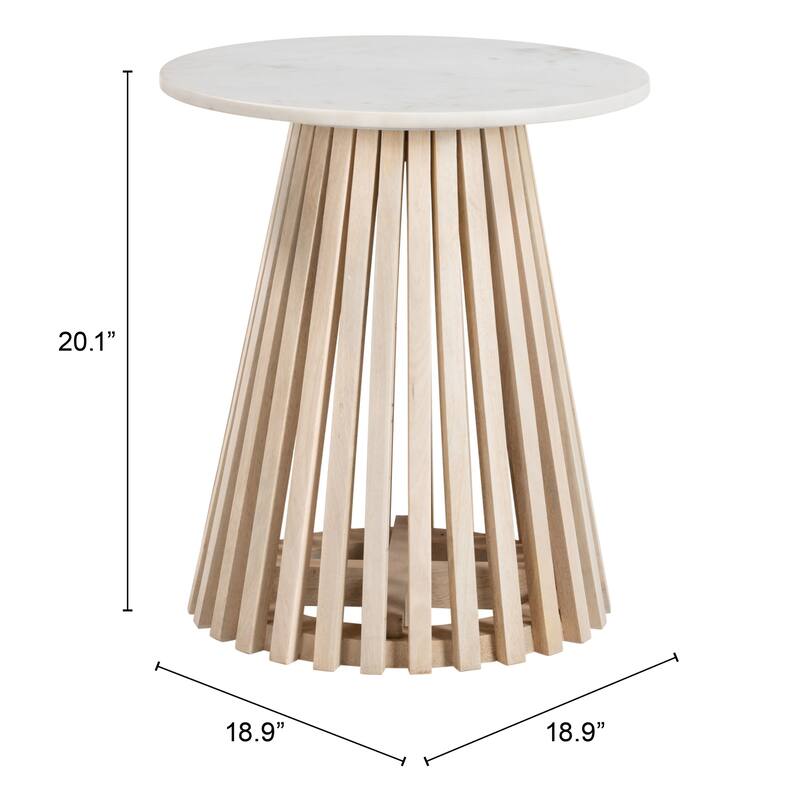 Mazara Side Table White & Natural