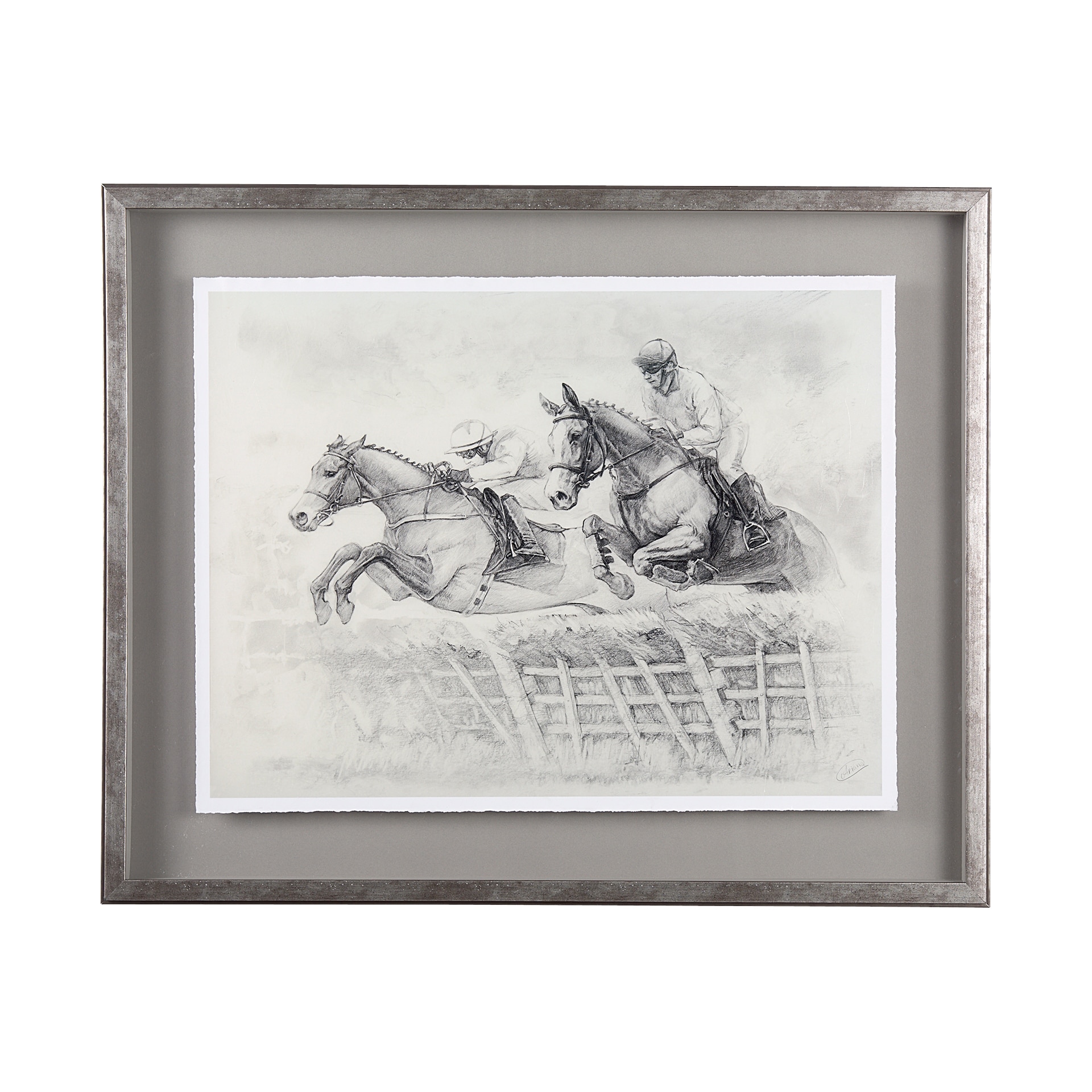 Mercana Horse Racing II by Mercana Studio a Hand Embellished Textured Framed Art Print Matted under Glass