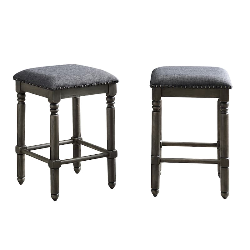 Wood Upholstered Bar Stools,Set of 2 - Grey