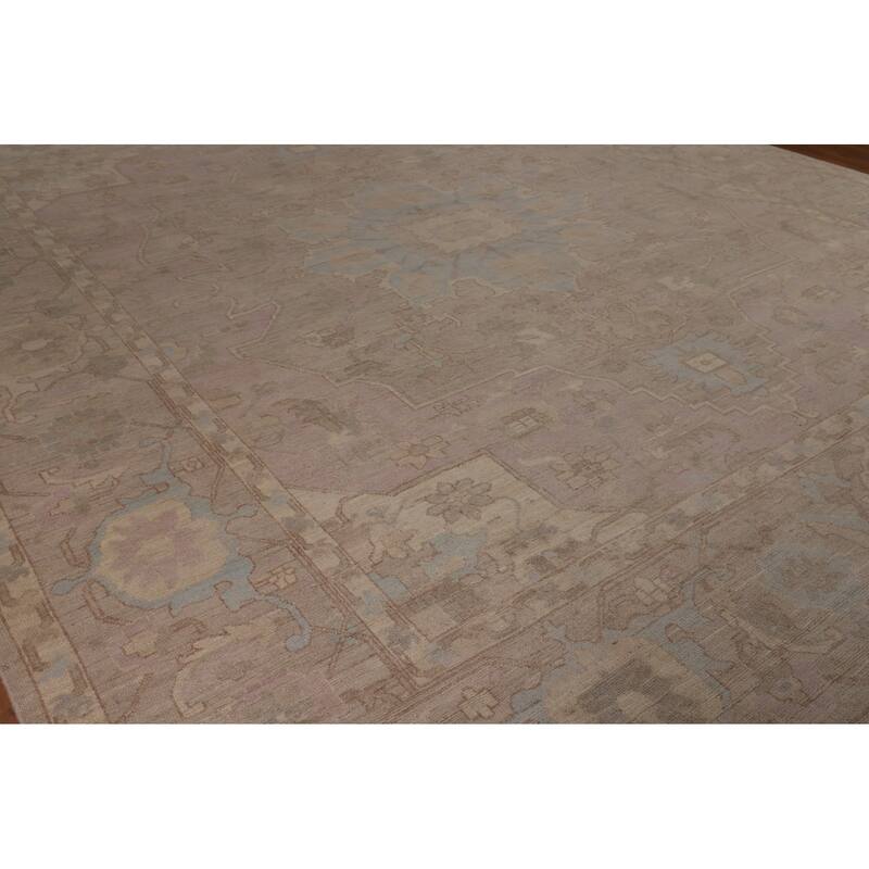 Vegetable Dye Oushak Large Square Area Rug Hand-Knotted Wool Carpet - 12'5"x 12'4"