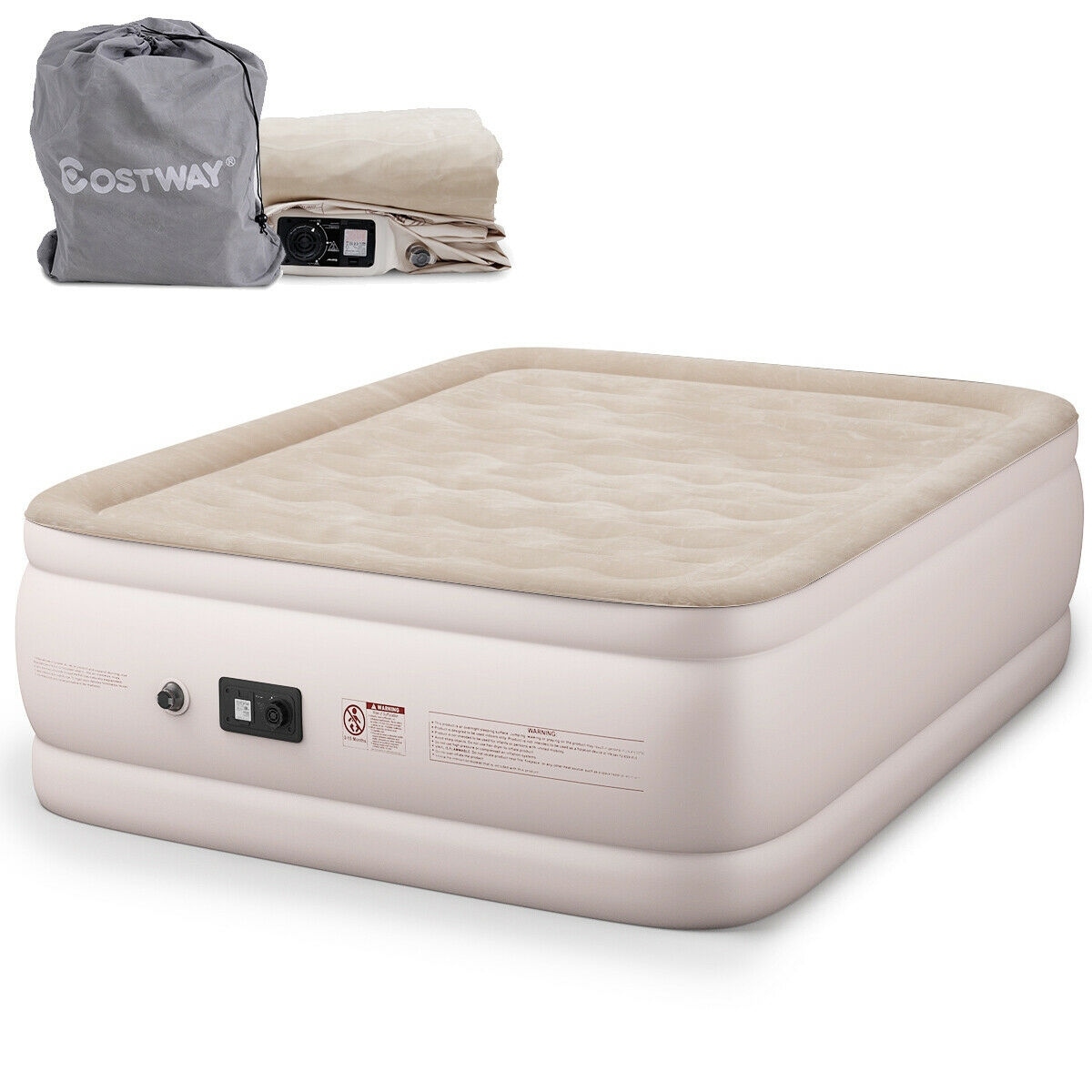 Shop Costway Queen Size Luxury Quilt Top Raised Air Mattress