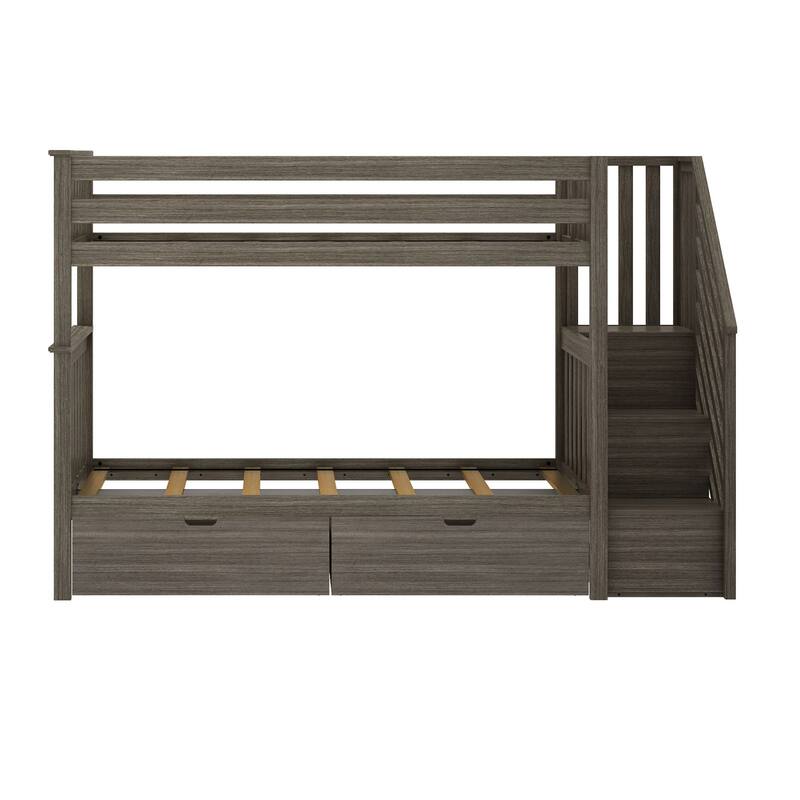 Max and Lily Twin over Twin Staircase Bunk Bed with Storage Drawers