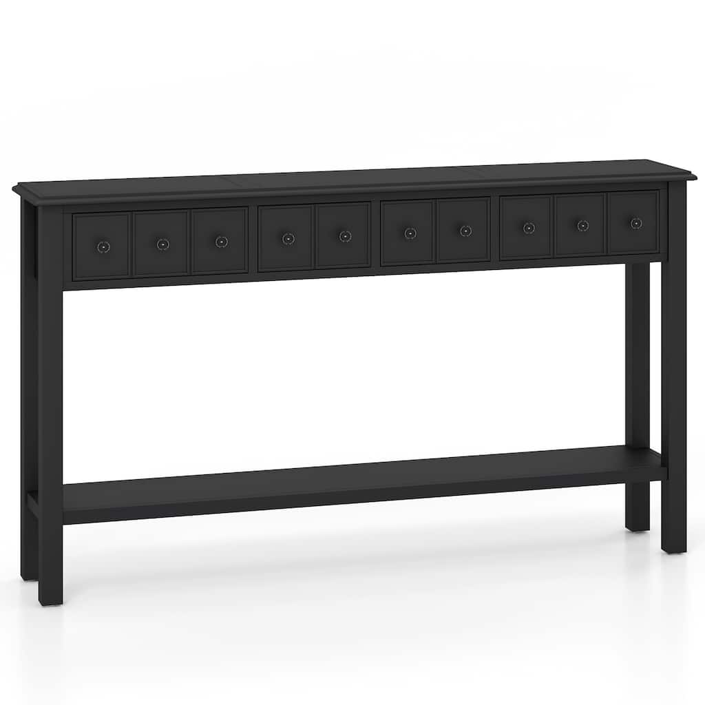 60 Inch Long Sofa Table with 4 Drawers and Open Shelf for Living Room - 60" x 11" x 34.5"