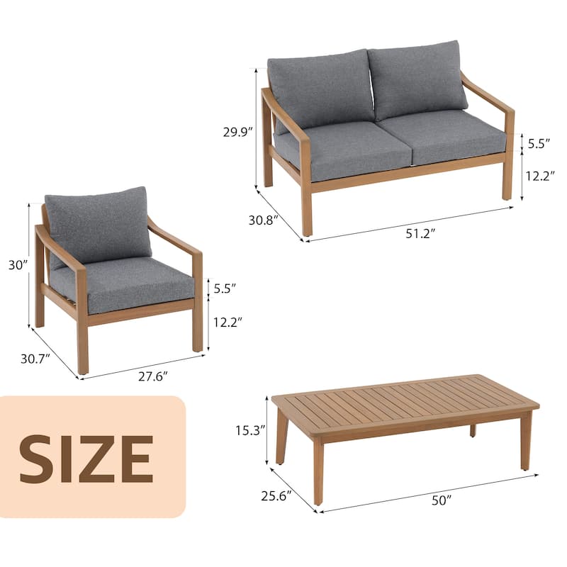 Outdoor Seating Set For 4-Person With Cushions