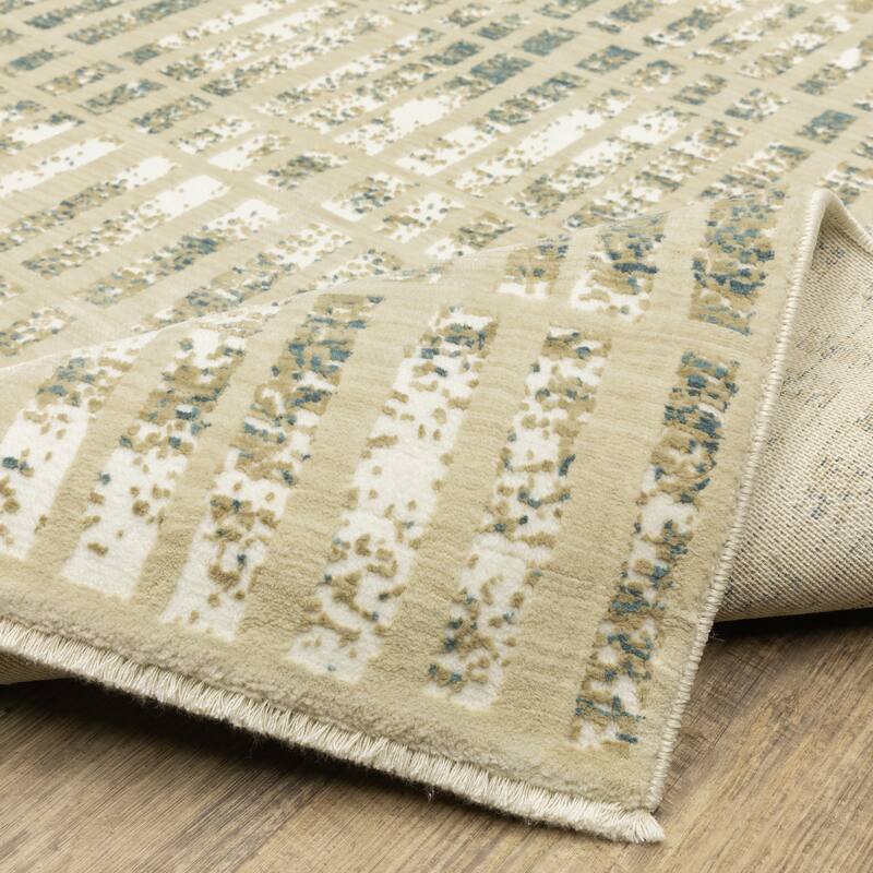 Style Haven Raphael Gridwork Beige/ Blue Mixed-Pile Rug