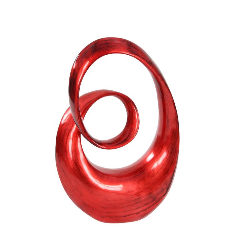 Red or Brown Polystone Swirl Abstract Decorative Sculpture