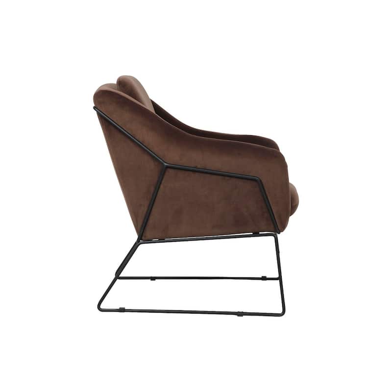 Harmony Mid-Century Modern Velvet Upholstered Accent Arm Chair with Metal Frame for Home Office Living Room & Bedroom