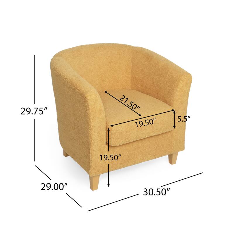 Modern 30.5" Upholstered Club Chair with Birch Wood Legs and Thick Seat Cushions