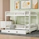 preview thumbnail 14 of 24, Queen Over Queen Size Bunk Bed with Trundle, Ladder and Guardrail, Wooden Bunk Bedframe with Wood Slats Support for Kids